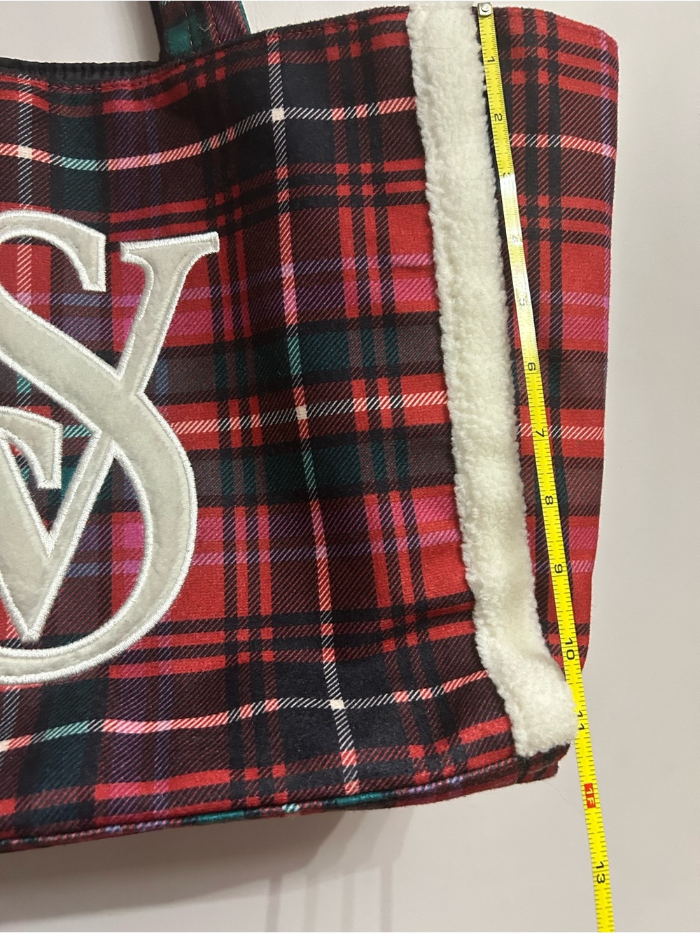 Girls Red Plaid Sherpa-Lined Victoria secret bag